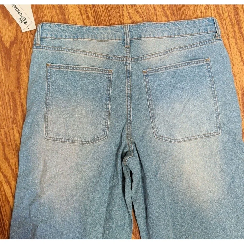 NO Boundaries Jeans Women’s Size 16 Light Enzyme W Tint Denim Wide Leg Zip NEW